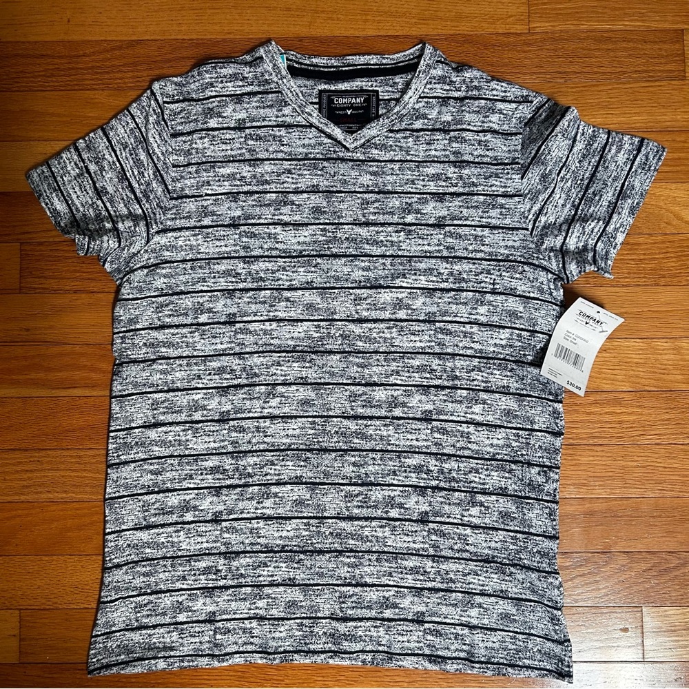 Gray Striped Short Sleeve Tee